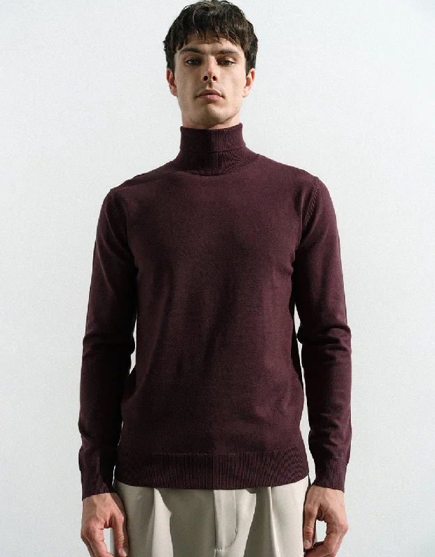 Turtle Neck Knitted T-Shirt Anti-Pilling Machine Wash Handmade