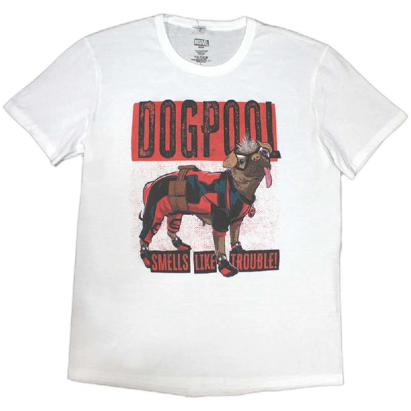 Marvel Comics | Official Band T-Shirt | Deadpool Dogpool Smells Like Trouble Collared Crew Neck Turtle Neck Marvel Comics | Official Band T-Shirt | Deadpool Dogpool Smells Like Trouble Collared Crew Neck Turtle Neck