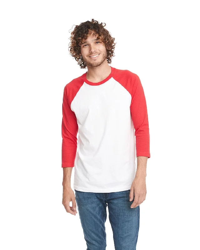 Next Level Unisex CVC 3/4 Sleeve Raglan Baseball T-Shirt | Red/ White Wool Fabric Cashmere Fabric Tweed Fabric Next Level Unisex CVC 3/4 Sleeve Raglan Baseball T-Shirt | Red/ White Wool Fabric Cashmere Fabric Tweed Fabric