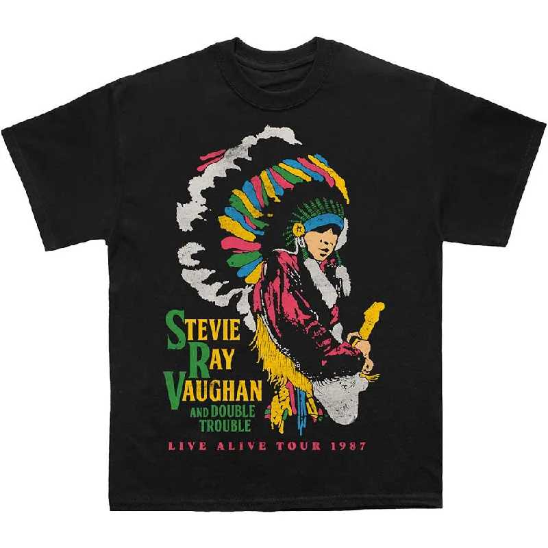 Stevie Ray Vaughan | Official Band T-Shirt | Double Trouble Beaded Sequined Faux Fur Stevie Ray Vaughan | Official Band T-Shirt | Double Trouble Beaded Sequined Faux Fur