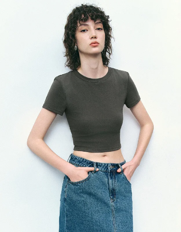 Crew Neck Knitted T-Shirt Boxy Fit Fitted Loose