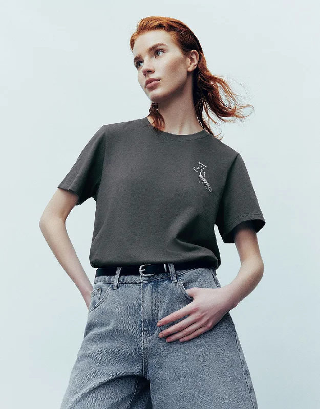 Crew Neck A-Line T-Shirt Iron Safe Non-Iron Wrinkle Free