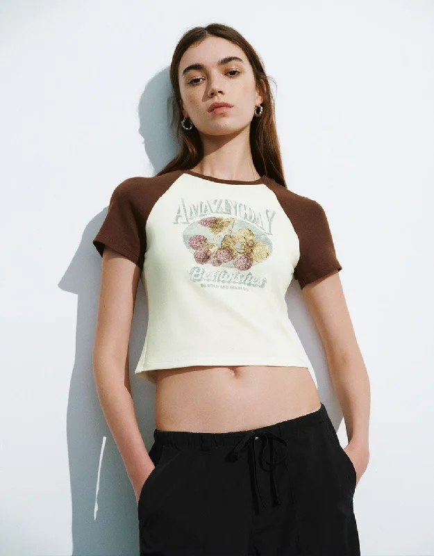 Printed Crew Neck T-Shirt Houndstooth Herringbone Solid