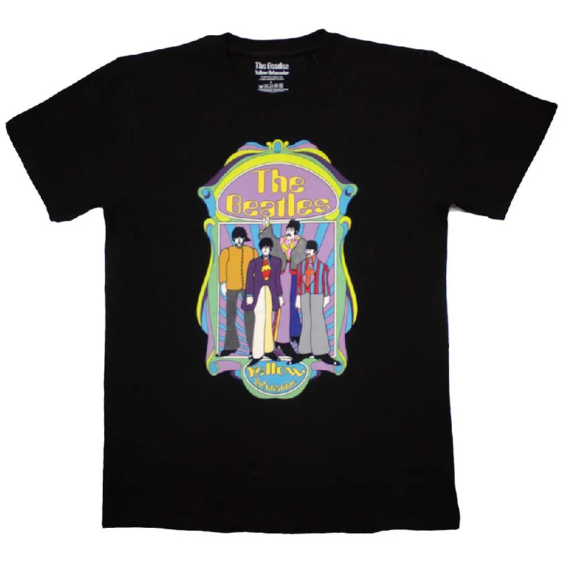 The Beatles | Official Band T-Shirt | Yellow Submarine Sub Band Frame v2 Denim Fabric Leather Fabric Suede Fabric The Beatles | Official Band T-Shirt | Yellow Submarine Sub Band Frame v2 Denim Fabric Leather Fabric Suede Fabric