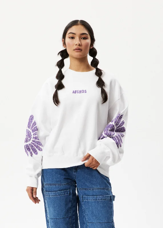 AFENDS Womens Daisy - Crew Neck Jumper - White Faux Fur Fabric Real Fur Fabric Shearling Fabric AFENDS Womens Daisy - Crew Neck Jumper - White Faux Fur Fabric Real Fur Fabric Shearling Fabric