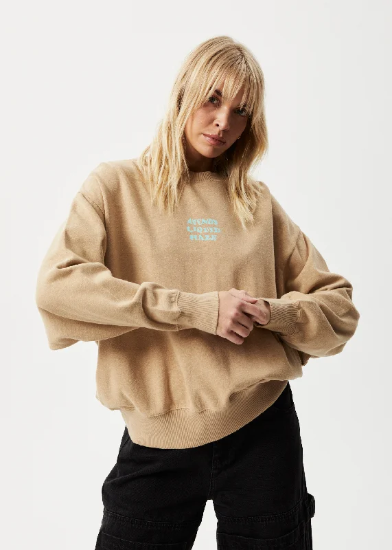 AFENDS Womens Daze - Crew Neck Jumper - Tan Chenille Fabric Brocade Fabric Lace Fabric AFENDS Womens Daze - Crew Neck Jumper - Tan Chenille Fabric Brocade Fabric Lace Fabric