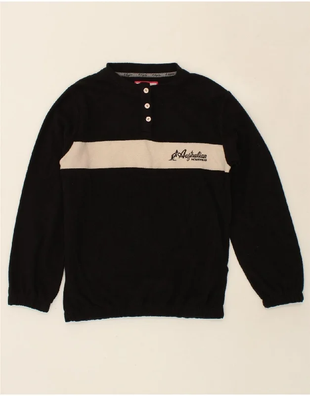 AUSTRALIAN L'ALPINA Womens Button Neck Fleece Jumper UK 10 Small Black Seamless Knitted Crochet AUSTRALIAN L'ALPINA Womens Button Neck Fleece Jumper UK 10 Small Black Seamless Knitted Crochet