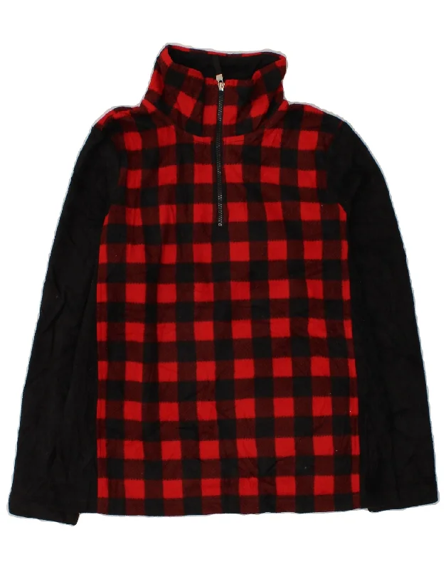 CHAPS Womens Zip Neck Fleece Jumper UK 16 Large Red Check Polyester Thin Thick Dense CHAPS Womens Zip Neck Fleece Jumper UK 16 Large Red Check Polyester Thin Thick Dense