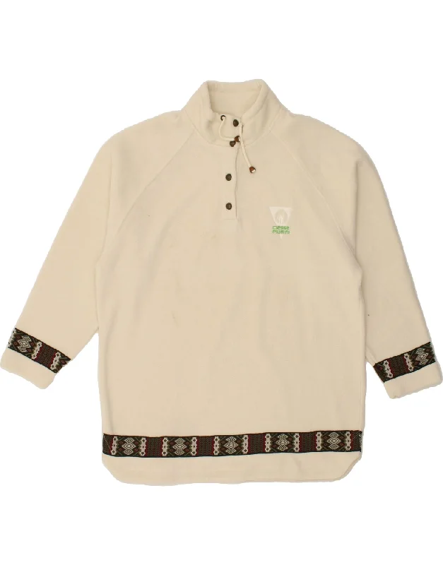CIESSE PIUMINI Womens Button Neck Fleece Jumper IT 46 Large Beige Knit Fabric Woven Fabric Fleece Fabric CIESSE PIUMINI Womens Button Neck Fleece Jumper IT 46 Large Beige Knit Fabric Woven Fabric Fleece Fabric