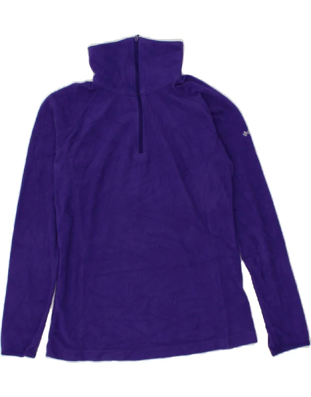 COLUMBIA Womens Zip Neck Fleece Jumper UK 10 Small Purple Polyester Elasticated Padded Insulated COLUMBIA Womens Zip Neck Fleece Jumper UK 10 Small Purple Polyester Elasticated Padded Insulated