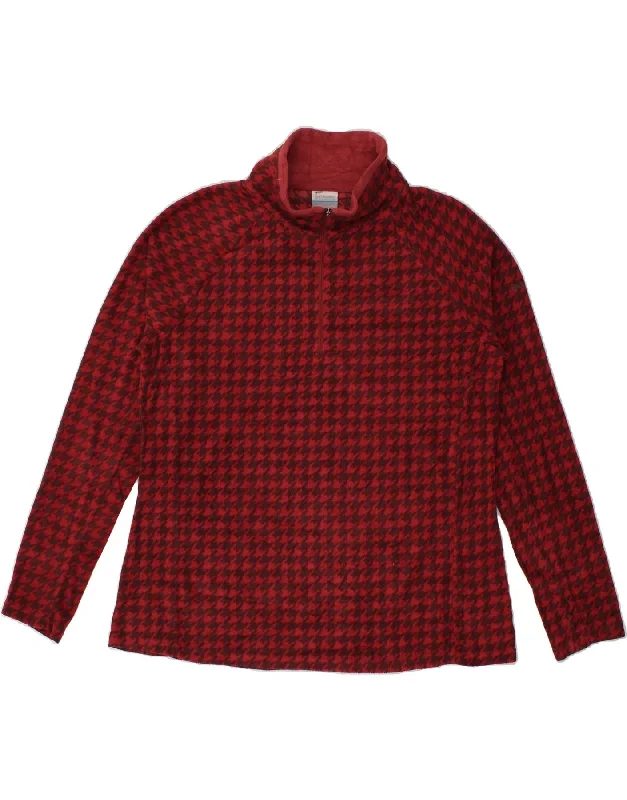 COLUMBIA Womens Zip Neck Fleece Jumper UK 20 2XL Red Houndstooth Polyester Lace Blend Ribbed Blend Corduroy Blend COLUMBIA Womens Zip Neck Fleece Jumper UK 20 2XL Red Houndstooth Polyester Lace Blend Ribbed Blend Corduroy Blend