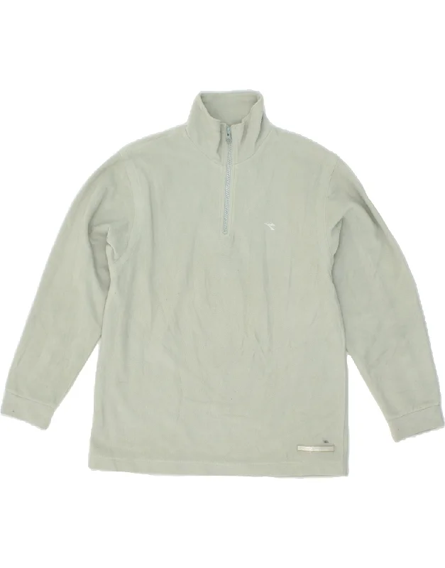 DIADORA Womens Zip Neck Fleece Jumper UK 14 Medium Green Polyester Boxy Sweater Fitted Sweater A-Line DIADORA Womens Zip Neck Fleece Jumper UK 14 Medium Green Polyester Boxy Sweater Fitted Sweater A-Line