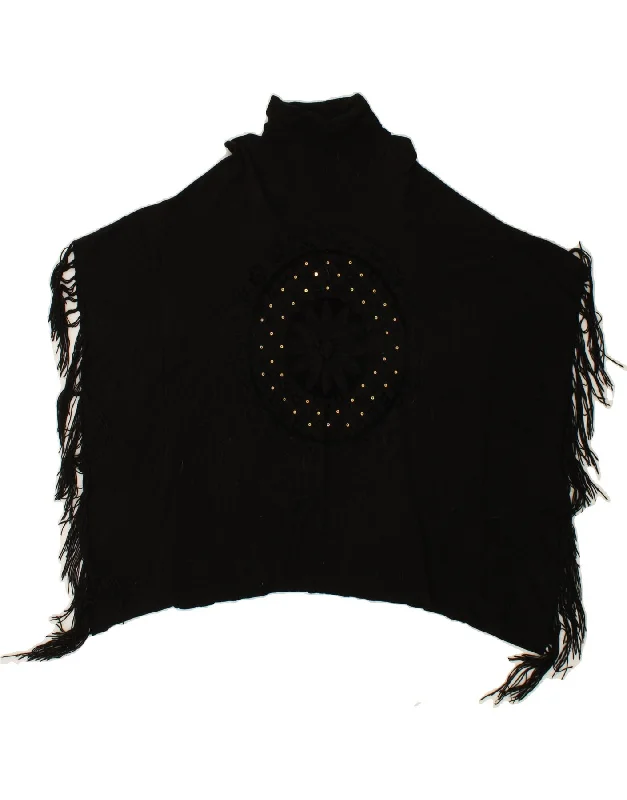 DIESEL Womens Graphic Poncho Jumper UK 6 XS Black Viscose Iron Safe Non-Iron Wrinkle Free DIESEL Womens Graphic Poncho Jumper UK 6 XS Black Viscose Iron Safe Non-Iron Wrinkle Free