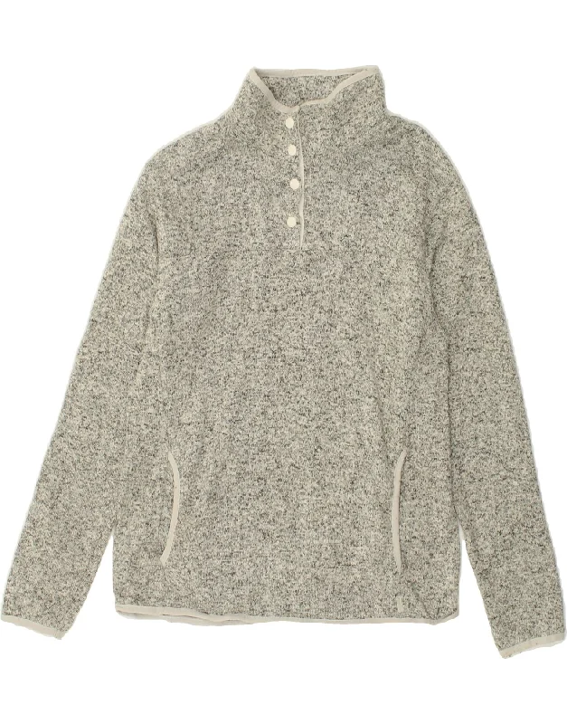 EDDIE BAUER Womens Zip Fleece Jumper UK 14 Medium Grey Flecked Polyester Spandex Blend Rayon Blend Denim Blend EDDIE BAUER Womens Zip Fleece Jumper UK 14 Medium Grey Flecked Polyester Spandex Blend Rayon Blend Denim Blend
