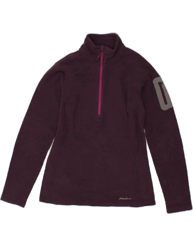 EDDIE BAUER Womens Zip Neck Fleece Jumper UK 10 Small Purple Polyester Fitted Slim Tailored EDDIE BAUER Womens Zip Neck Fleece Jumper UK 10 Small Purple Polyester Fitted Slim Tailored