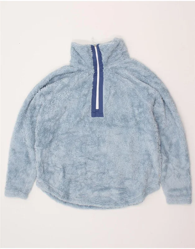 EDDIE BAUER Womens Zip Neck Fleece Jumper UK 16 Large Blue Polyester Collared Crew Neck Turtle Neck EDDIE BAUER Womens Zip Neck Fleece Jumper UK 16 Large Blue Polyester Collared Crew Neck Turtle Neck