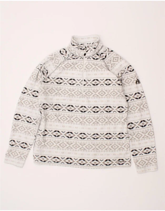 EDDIE BAUER Womens Zip Neck Fleece Jumper UK 16 Large Grey Fair Isle Polka Dot Checkered Tartan EDDIE BAUER Womens Zip Neck Fleece Jumper UK 16 Large Grey Fair Isle Polka Dot Checkered Tartan