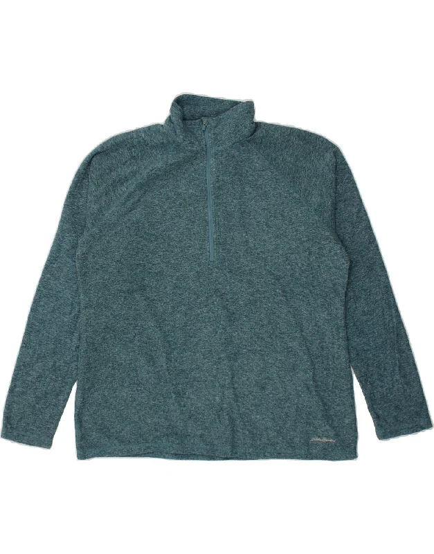 EDDIE BAUER Womens Zip Neck Fleece Jumper XL Blue Flecked Polyester Neon Metallic Matte EDDIE BAUER Womens Zip Neck Fleece Jumper XL Blue Flecked Polyester Neon Metallic Matte