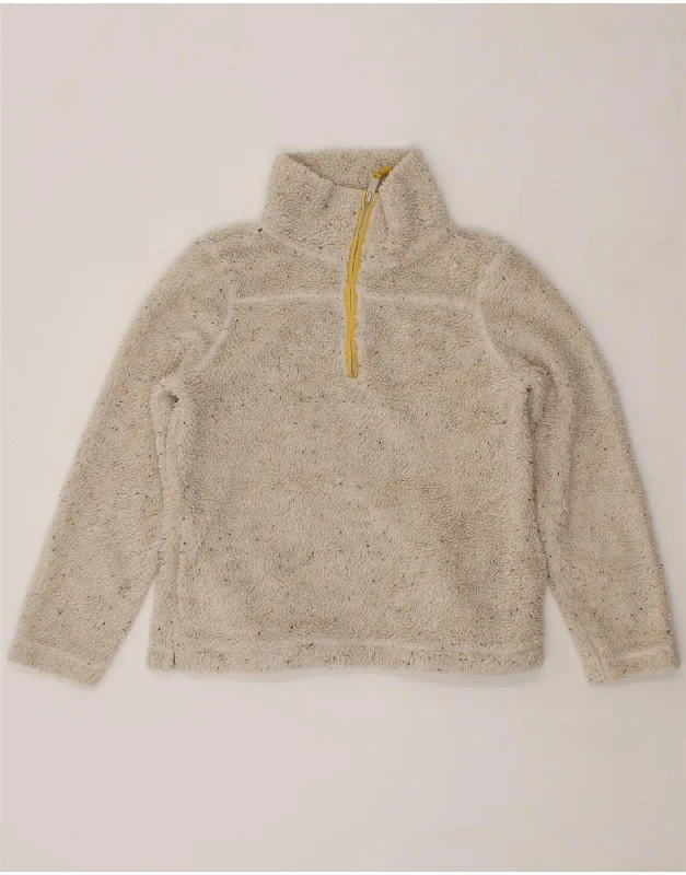 FAT FACE Womens Zip Neck Fleece Jumper UK 10 Small Beige Flecked Cotton Mesh Blend Leather Blend Suede Blend FAT FACE Womens Zip Neck Fleece Jumper UK 10 Small Beige Flecked Cotton Mesh Blend Leather Blend Suede Blend