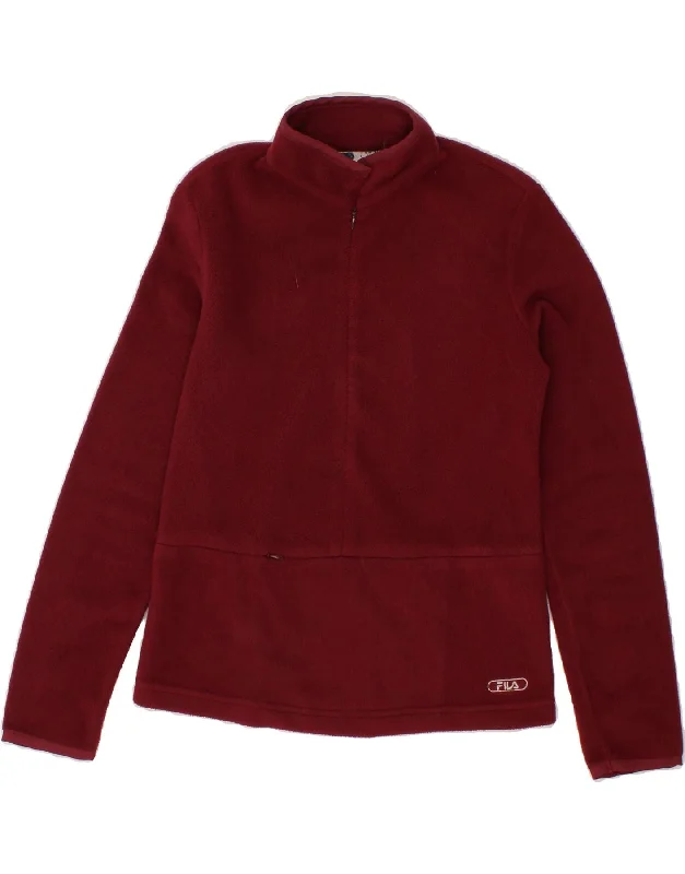 FILA Womens Zip Neck Fleece Jumper IT 40/42 Small Burgundy Polyester Open Front Closed Front Wrap Front FILA Womens Zip Neck Fleece Jumper IT 40/42 Small Burgundy Polyester Open Front Closed Front Wrap Front