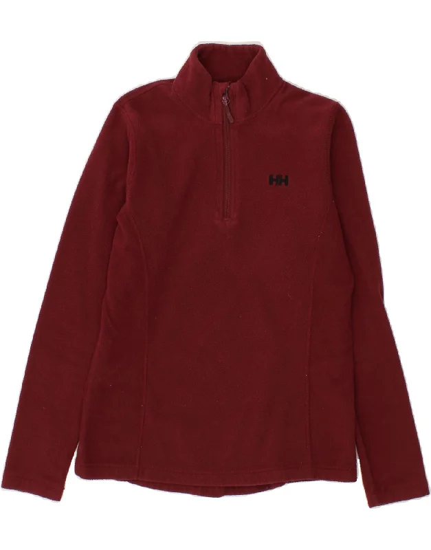 HELLY HANSEN Womens Zip Neck Fleece Jumper UK 12 Medium Maroon Polyester Welt Pockets Slit Pockets Flap Pockets HELLY HANSEN Womens Zip Neck Fleece Jumper UK 12 Medium Maroon Polyester Welt Pockets Slit Pockets Flap Pockets