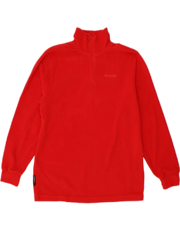 INVICTA Womens Zip Neck Fleece Jumper UK 16 Large Red Polyester Wool Sweater Cotton Sweater Cashmere Sweater
