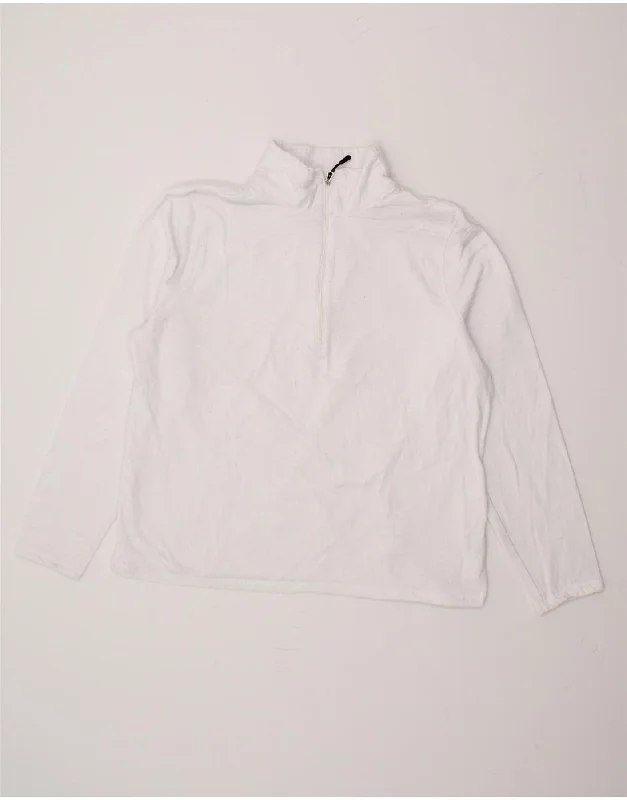 IZOD Womens Zip Neck Fleece Jumper UK 16 Large White Polyester Houndstooth Herringbone Solid IZOD Womens Zip Neck Fleece Jumper UK 16 Large White Polyester Houndstooth Herringbone Solid
