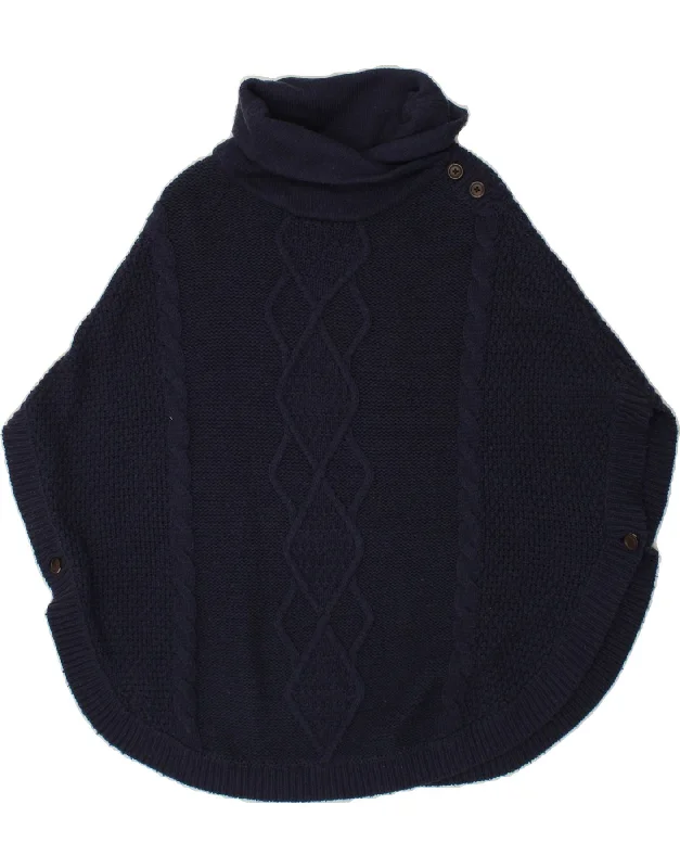 JOULES Womens Roll Neck Poncho Jumper UK 8 Small Navy Blue Terry Blend Velvet Blend Canvas Blend JOULES Womens Roll Neck Poncho Jumper UK 8 Small Navy Blue Terry Blend Velvet Blend Canvas Blend