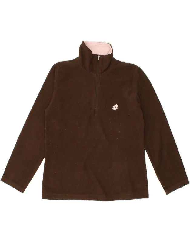 LOTTO Womens Fleece Jumper UK 10 Small Brown Polyester Collared Crew Neck Turtle Neck LOTTO Womens Fleece Jumper UK 10 Small Brown Polyester Collared Crew Neck Turtle Neck
