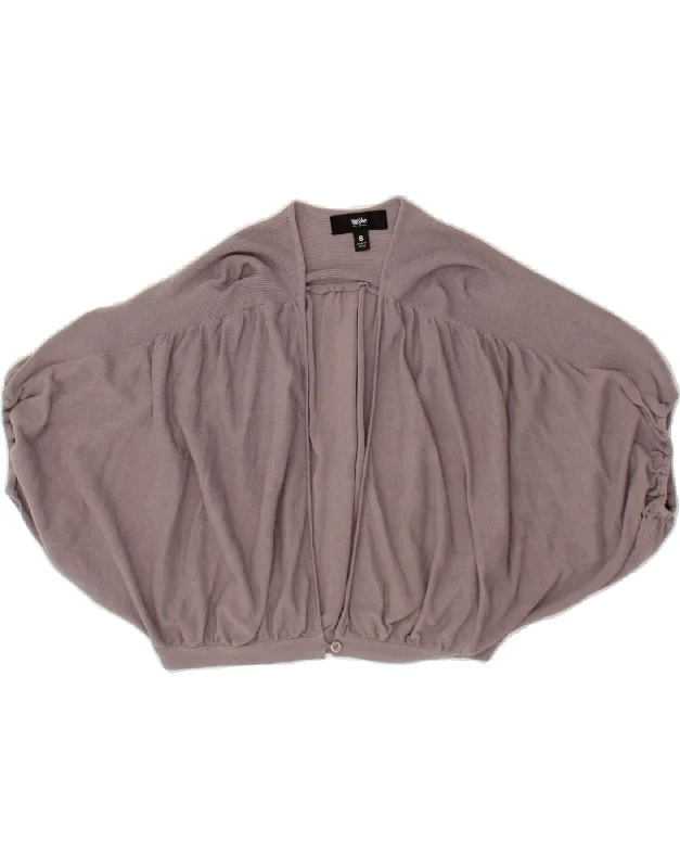 MOSSIMO Womens Batwing Short Sleeve Bolero Jumper UK 10 Small Purple Zippered Front Buttoned Front Snap Front MOSSIMO Womens Batwing Short Sleeve Bolero Jumper UK 10 Small Purple Zippered Front Buttoned Front Snap Front
