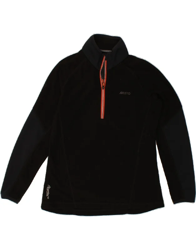 MUSTO Womens Zip Neck Fleece Jumper UK 18 XL Black Polyester Terry Terry Cloth Terry Knit MUSTO Womens Zip Neck Fleece Jumper UK 18 XL Black Polyester Terry Terry Cloth Terry Knit