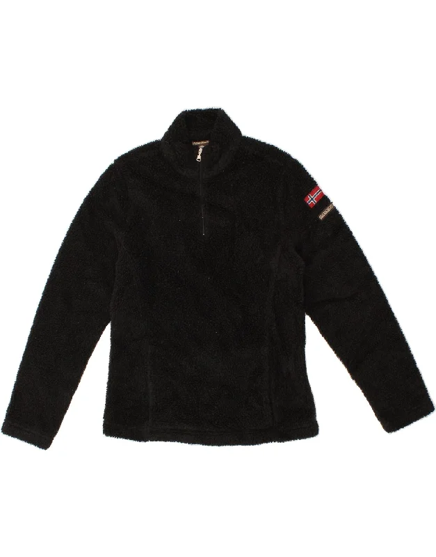 NAPAPIJRI Womens Zip Neck Fleece Jumper UK 14 Medium Black Polyester Elasticated Padded Insulated NAPAPIJRI Womens Zip Neck Fleece Jumper UK 14 Medium Black Polyester Elasticated Padded Insulated