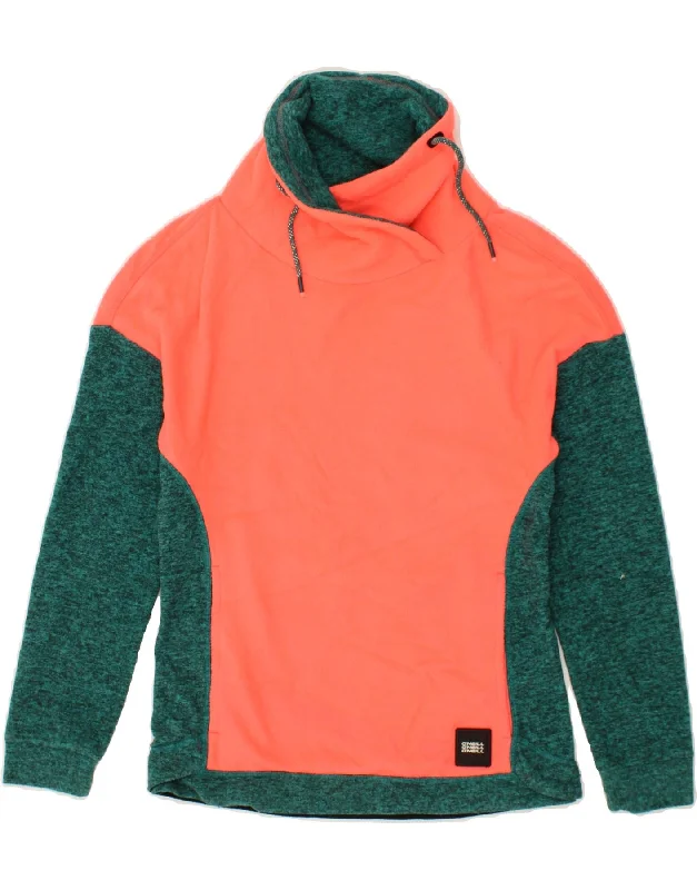 O'NEILL Womens Fleece Jumper UK 14 Large Orange Colourblock Polyester Ribbed Striped Patterned O'NEILL Womens Fleece Jumper UK 14 Large Orange Colourblock Polyester Ribbed Striped Patterned