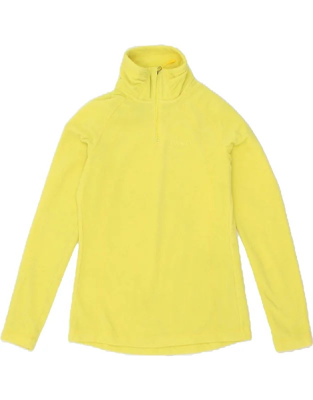 O'NEILL Womens Zip Neck Fleece Jumper UK 12 Medium Yellow Polyester Cashmere Blend Cotton Blend Poly Blend O'NEILL Womens Zip Neck Fleece Jumper UK 12 Medium Yellow Polyester Cashmere Blend Cotton Blend Poly Blend