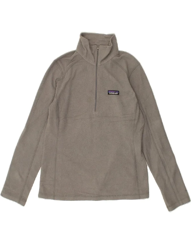 PATAGONIA Womens Zip Neck Fleece Jumper UK 14 Medium Grey Polyester Hooded Caped Shawl Collar PATAGONIA Womens Zip Neck Fleece Jumper UK 14 Medium Grey Polyester Hooded Caped Shawl Collar