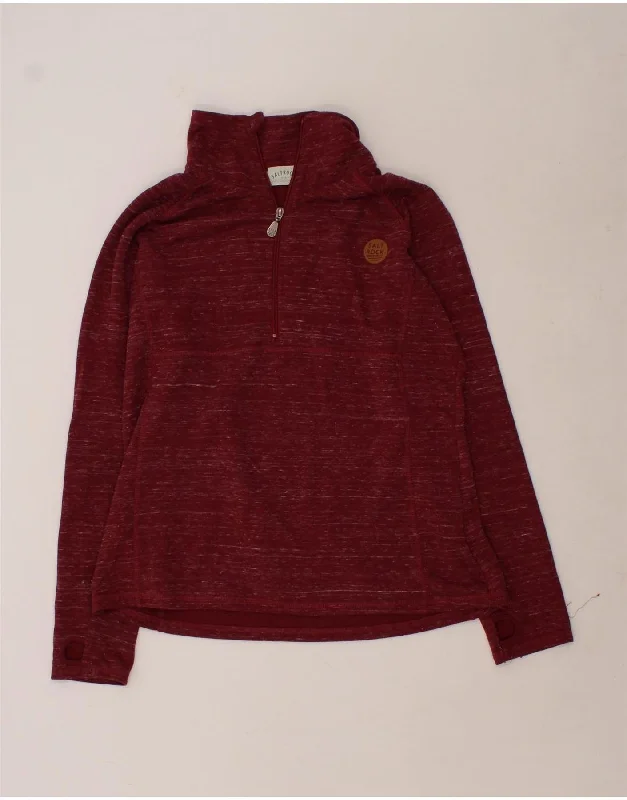 SALTROCK Womens Oversized Zip Neck Fleece Jumper UK 10 Small Maroon Beaded Sweater Sequined Faux Fur SALTROCK Womens Oversized Zip Neck Fleece Jumper UK 10 Small Maroon Beaded Sweater Sequined Faux Fur