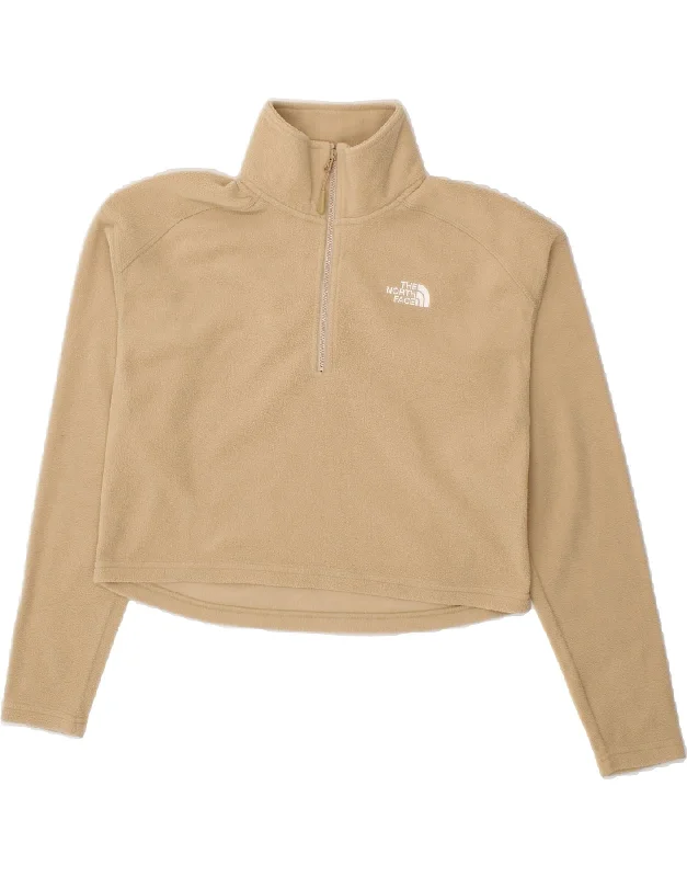 THE NORTH FACE Womens Crop Zip Neck Fleece Jumper UK 10 Small Beige Mesh Fabric Canvas Fabric Denim Fabric THE NORTH FACE Womens Crop Zip Neck Fleece Jumper UK 10 Small Beige Mesh Fabric Canvas Fabric Denim Fabric