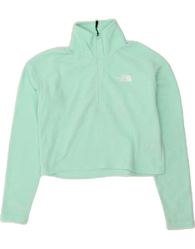 THE NORTH FACE Womens Crop Zip Neck Fleece Jumper UK 6 XS Turquoise Wool Fabric Cashmere Fabric Tweed Fabric THE NORTH FACE Womens Crop Zip Neck Fleece Jumper UK 6 XS Turquoise Wool Fabric Cashmere Fabric Tweed Fabric