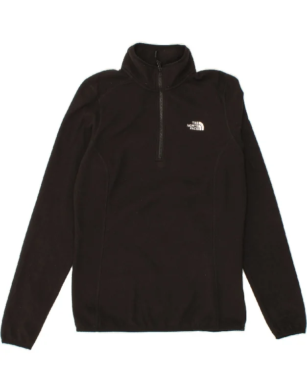 THE NORTH FACE Womens Zip Neck Fleece Jumper UK 14 Medium Black Polyester Cotton Fabric Linen Fabric Terry Fabric THE NORTH FACE Womens Zip Neck Fleece Jumper UK 14 Medium Black Polyester Cotton Fabric Linen Fabric Terry Fabric