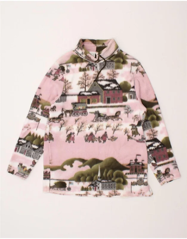 VINTAGE Womens Abstract Pattern Fleece Jumper UK 10 Small Pink Polyester Chenille Fabric Brocade Fabric Lace Fabric VINTAGE Womens Abstract Pattern Fleece Jumper UK 10 Small Pink Polyester Chenille Fabric Brocade Fabric Lace Fabric