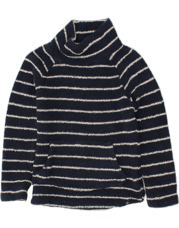 WEIRD FISH Womens Fleece Jumper UK 14 Large Navy Blue Striped Polyester Sweater Knitwear Pullover WEIRD FISH Womens Fleece Jumper UK 14 Large Navy Blue Striped Polyester Sweater Knitwear Pullover