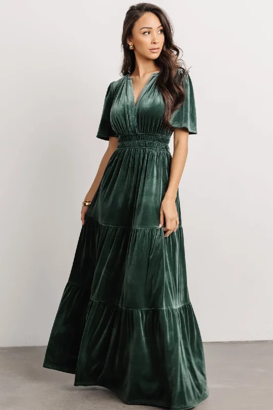 Artemis Velvet Maxi Dress | Deep Lagoon Classic A-Line Maxi Dress