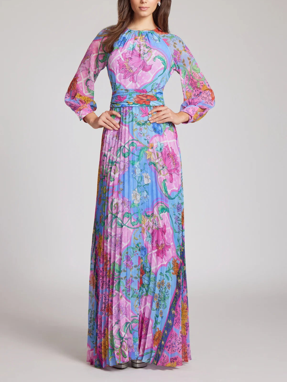 Chiffon Floral Maxi Dress Fashionable Printed Maxi Dress