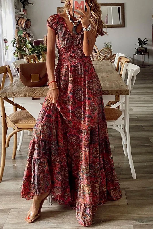 Lilipretty Endless Love Story Paisley Maxi Dress Comfortable Long-Sleeve Maxi Dress