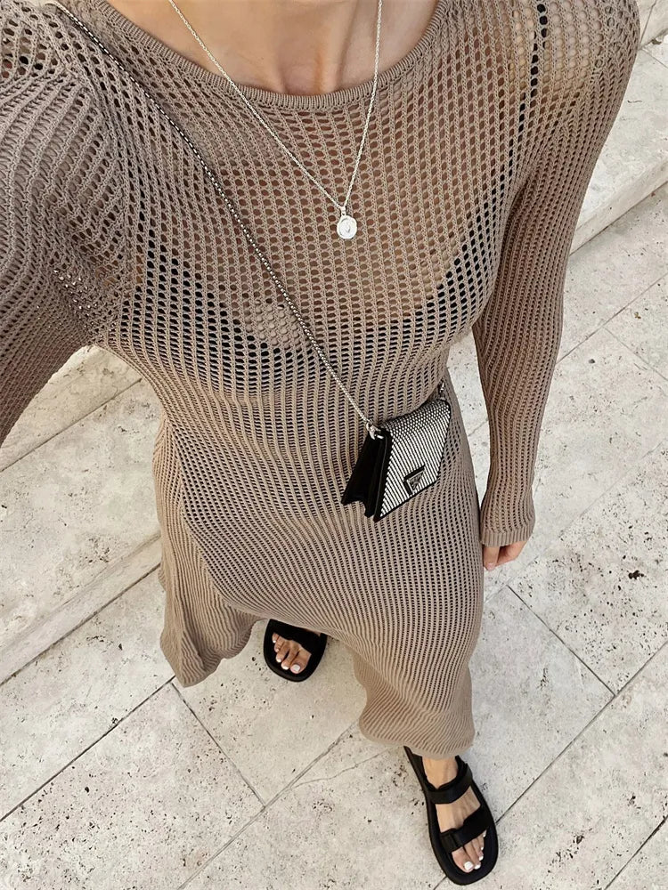 Fraida Knitt Maxi Dress Fashionable Button-Down Maxi Dress