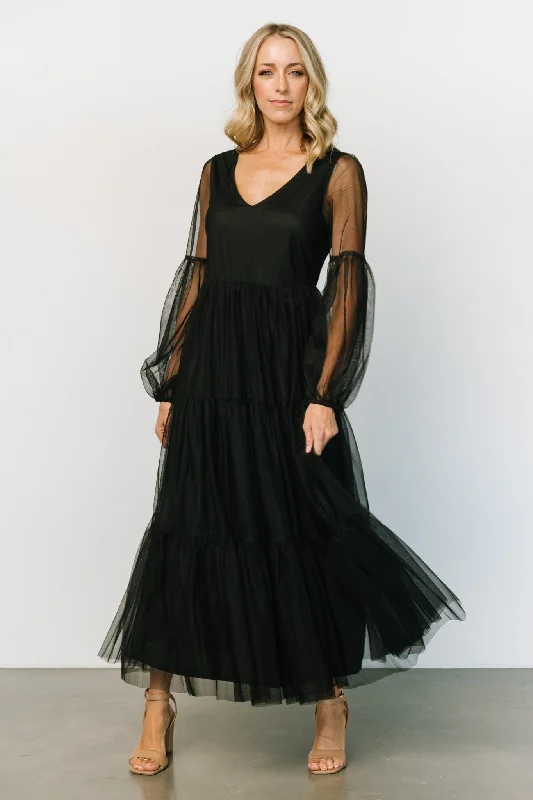 Hoffman Tulle Maxi Dress | Black Comfortable Bohemian Maxi Dress