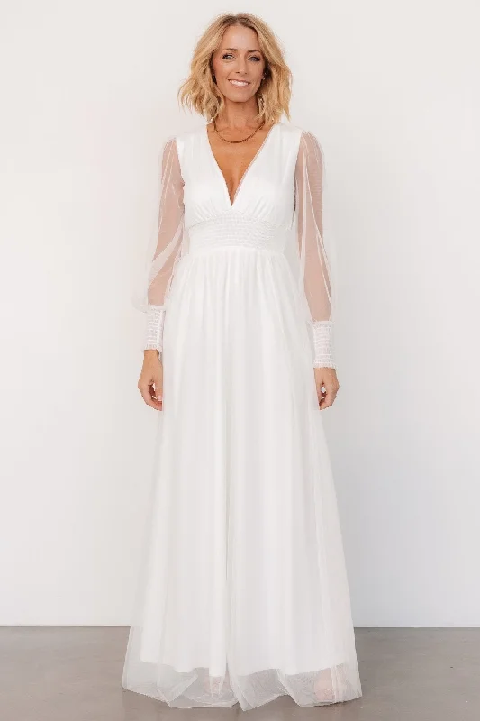 Layla Tulle Maxi Dress | White Fashionable Halter Neck Maxi Dress