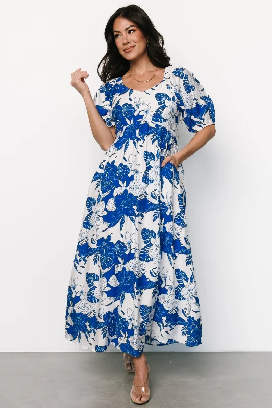 Leela Maxi Dress | Cobalt + Off White Classic Strapless Maxi Dress