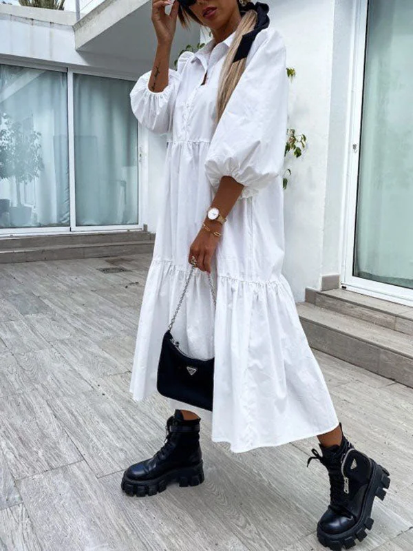 Puff Sleeve Collar Tiered Maxi Dress Elegant Velvet Maxi Dress
