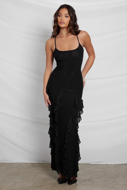 Rodeo Ruffle Mesh Maxi Dress Trendy Floral Print Maxi Dress